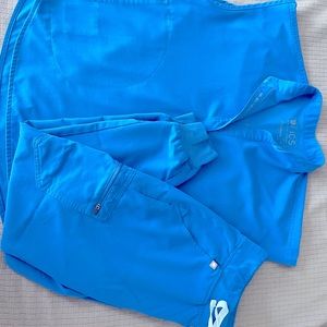 FIGS royal blue set; petit S joggers, XS Rafaela top
